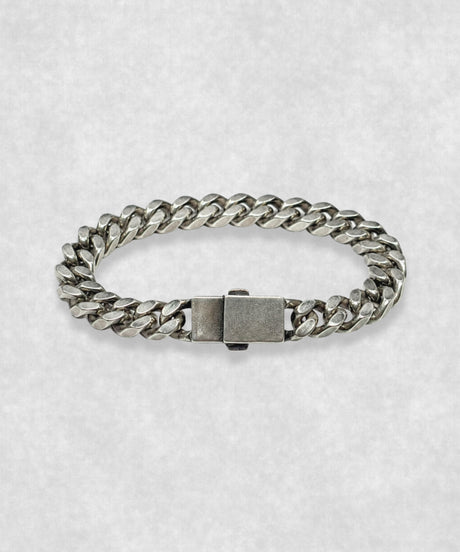 Cuban sterling silver bracelet closed– handmade Italian 925 silver chain with black oxidized finish and visible clasp