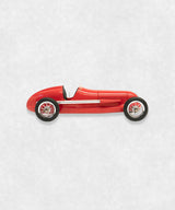 Vintage racing silberfeil car model inspired by classic Grand Prix racers and Silver Arrow legends, featuring a red race car body with a striking black seat. A collectible car model for motorsport and classic car enthusiasts. Viewed from  the right side.