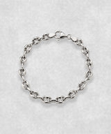 Coffee bean bracelet in 925 sterling silver – closed circular shape with polished sculptural coffee bean links
