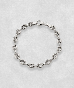 Coffee bean bracelet in 925 sterling silver – closed circular shape with polished sculptural coffee bean links