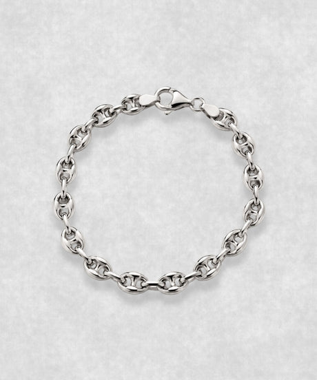 Coffee bean bracelet in 925 sterling silver – closed circular shape with polished sculptural coffee bean links